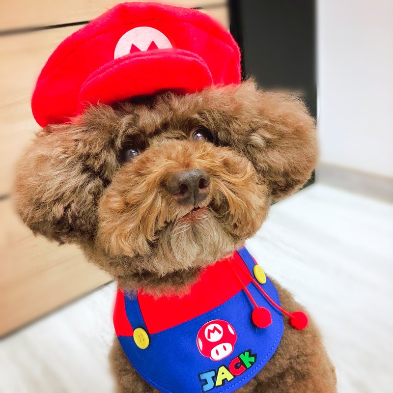 Super Mario 造型颈饰 角色扮演 宠物 围巾 猫犬 狗狗 颈项 - 衣/帽 - 棉．麻 红色