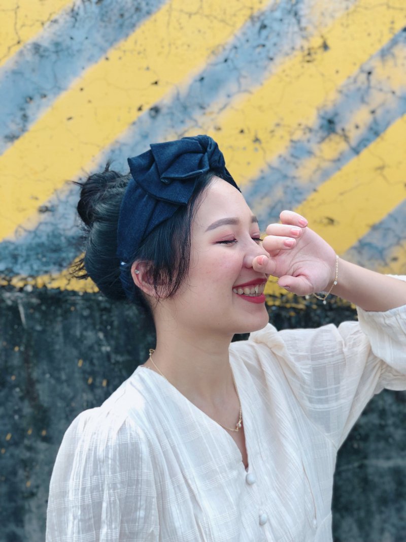 真实 牛仔丹宁 多款发带 深浅两色 ggoomstudio - 发带/发箍 - 棉．麻 蓝色