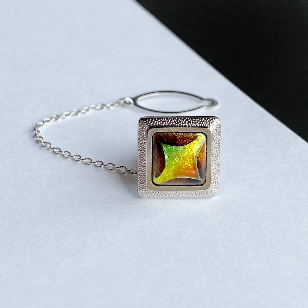 Star [Ocher Ocher] Cloisonne Tie Tack Lapel Pin Pure Silver Wired Cloisonne - 领带/领带夹 - 其他材质 黄色