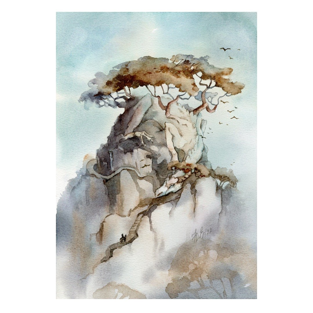 Dragon painting Fantasy creature Original art by Yulia Evsyukova - 海报/装饰画/版画 - 纸 灰色