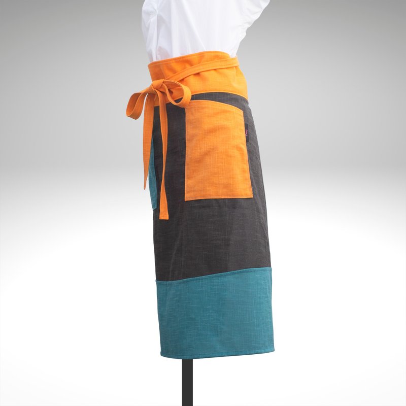 PSNY 3D sewing 3 color cotton waist apron long size sommelier apron AP05 - 围裙 - 棉．麻 橘色