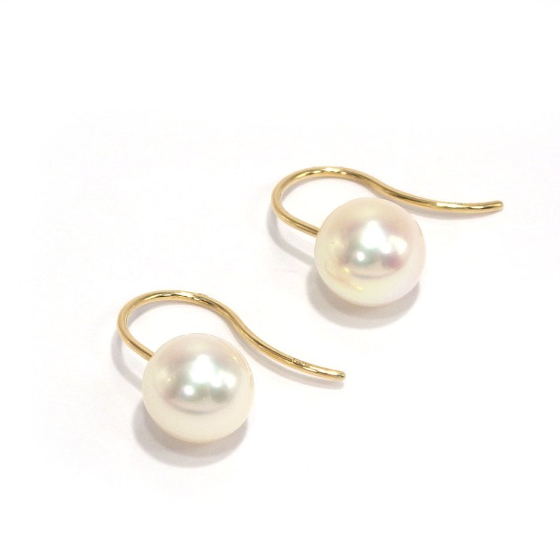 K18YG Akoya 珍珠钩式耳环 7.5-8.0mm - 耳环/耳夹 - 珍珠 