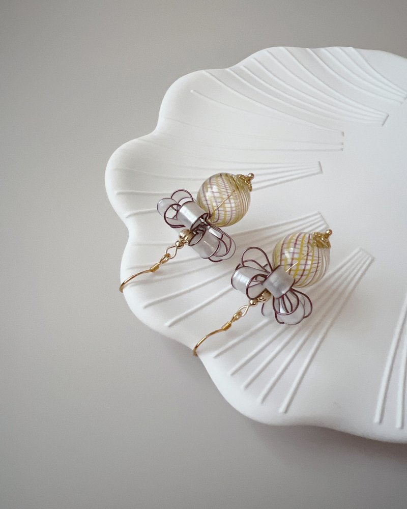 交换礼物 咖 垂坠式树脂耳环 - 耳环/耳夹 - 树脂 咖啡色