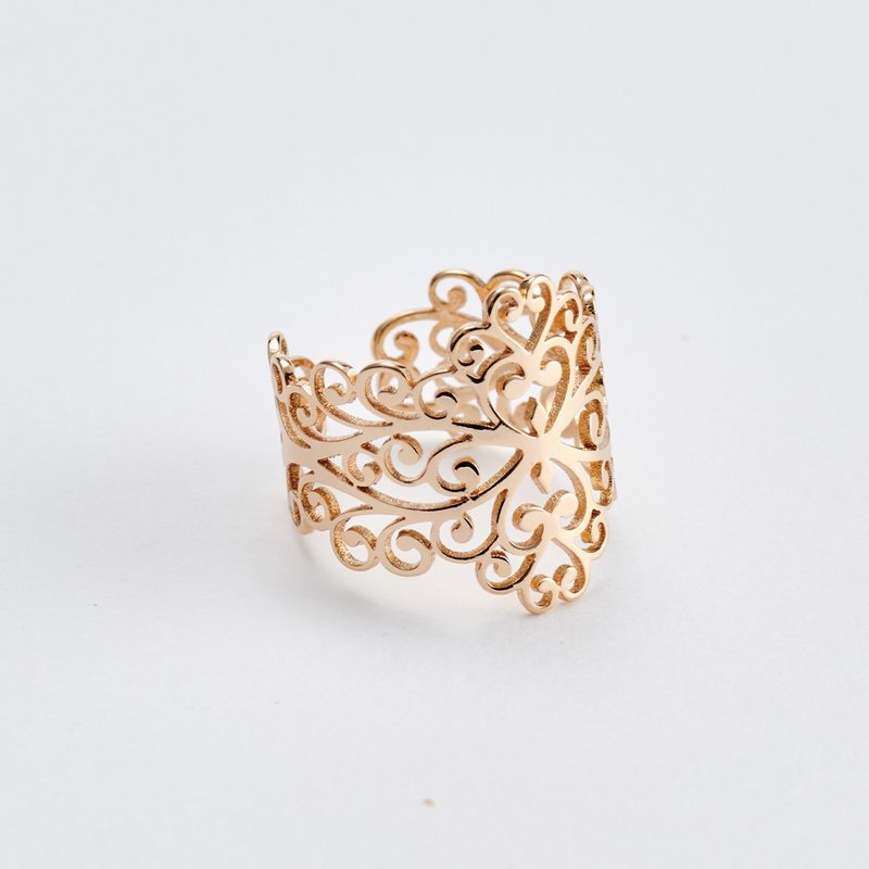 凡尔赛镂雕戒指  (共两色) 可调式戒围 - 戒指 - 玫瑰金 