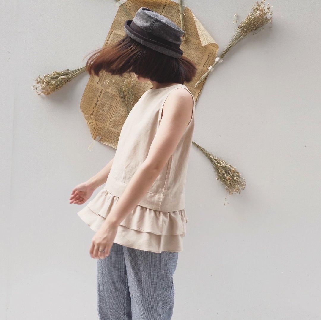 Rah-Rah Blouse (2in1) : Sepia Color - 女装上衣 - 棉．麻 粉红色