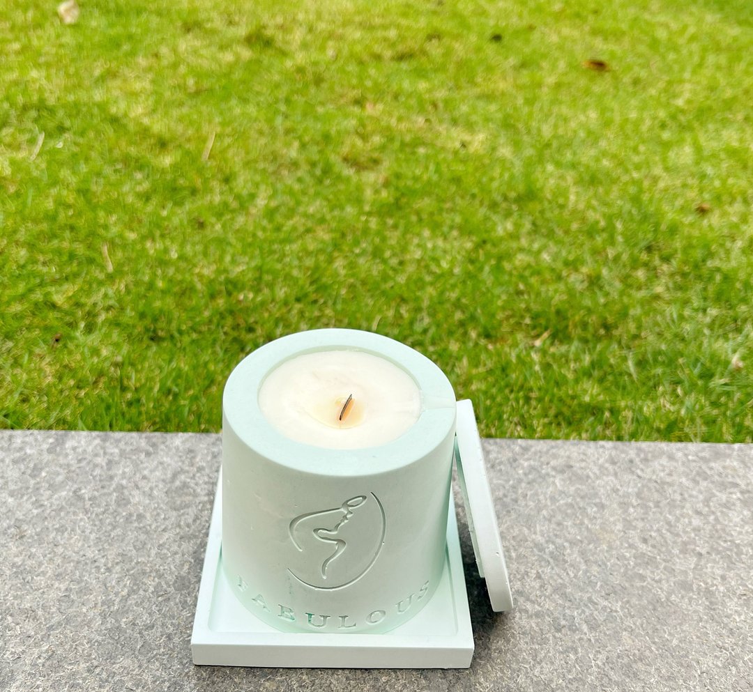 FABULOUS-水泥扩香蜡烛杯 / No.4-绿茵山林 / SPA温感热烛油 - 蜡烛/烛台 - 水泥 