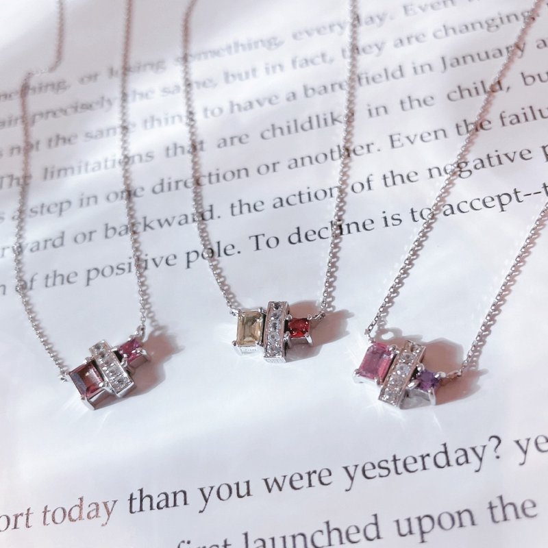 纯14K│拼接轻奢无烧蓝宝石项链│白金 - 项链 - 贵金属 