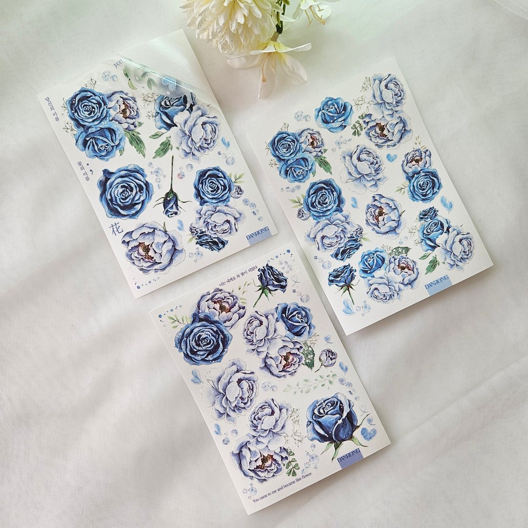 jin_flower sticker _ 蓝玫瑰 - 贴纸 - 塑料 