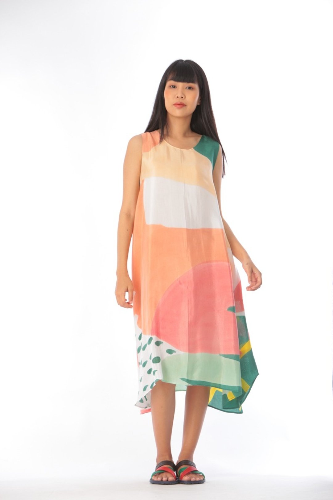 Dress Hand Paint Soft Cotton Silk for Yoga Vacation Holidays - 洋装/连衣裙 - 棉 粉红色