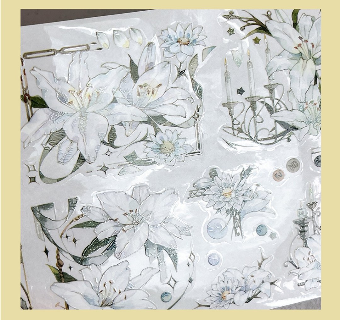 OKMT新七天贴纸手帐胶带 荆棘百合-PET模切-10.5cm*3m-35cm循环 - 纸胶带 - 塑料 