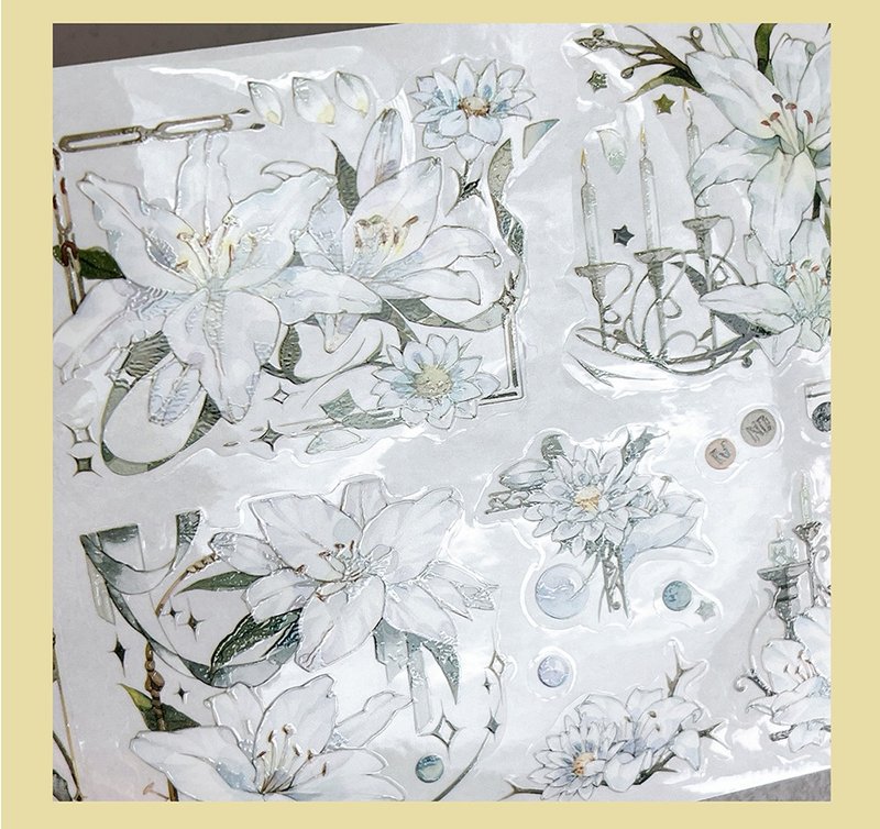 OKMT新七天贴纸手帐胶带 荆棘百合-PET模切-10.5cm*3m-35cm循环 - 纸胶带 - 塑料 
