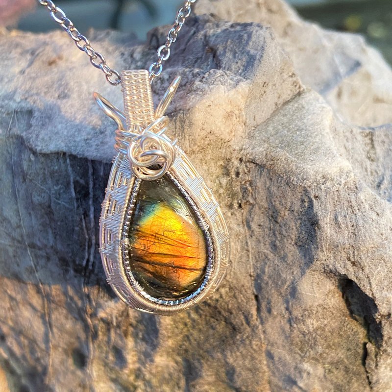 守护 | 拉长石 绕线 颈链 - 项链 - 水晶 蓝色