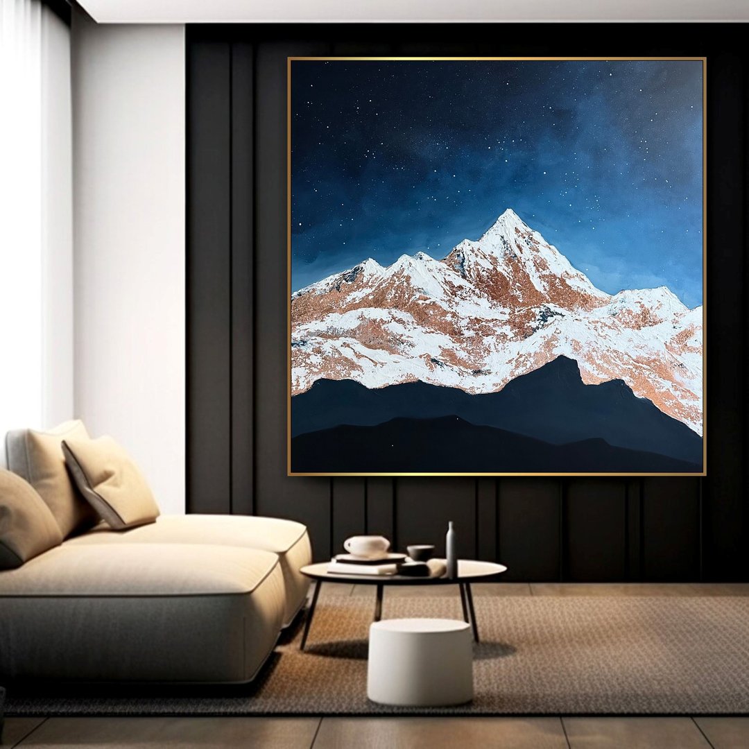 抽象山水画雪中山画夜空画布 - 墙贴/壁贴 - 压克力 多色