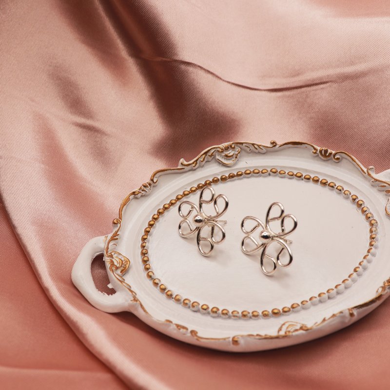 时光幸运系列 - 耳钉 - 耳环/耳夹 - 纯银 银色