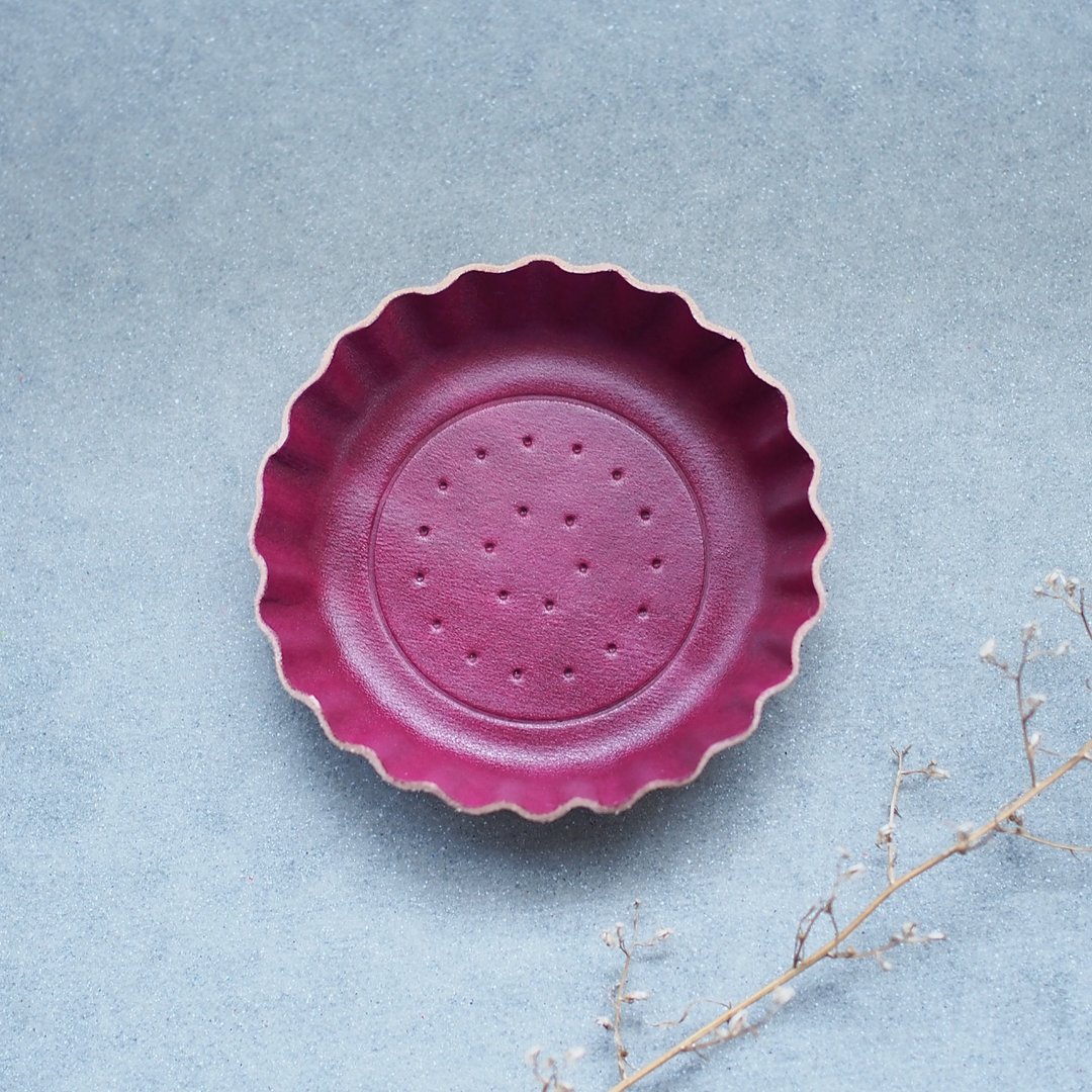 Engine) Biscuit type accessories Accessories Genuine leather tray - 摆饰 - 真皮 红色
