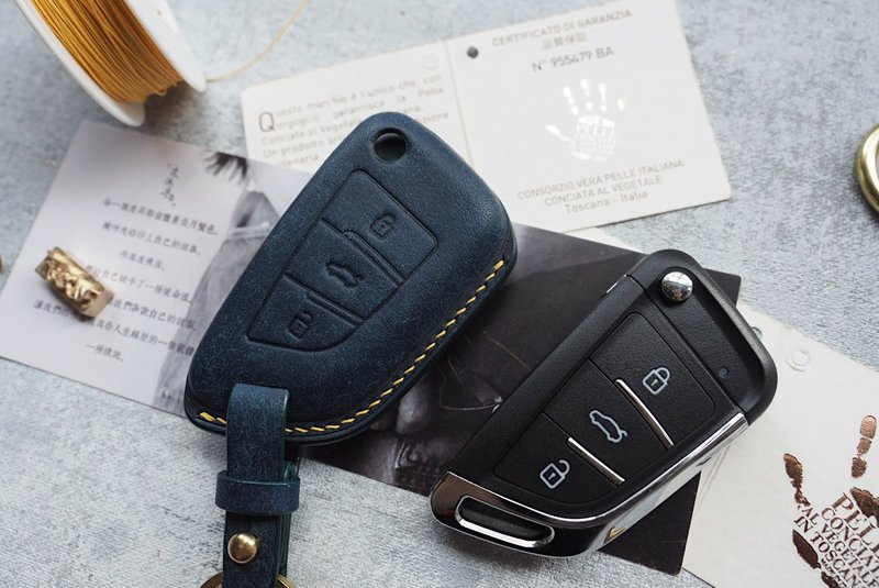 福特Ford车钥匙套 纯手工牛皮 定制化刻字礼物 颜色款式可订制 - 钥匙链/钥匙包 - 真皮 多色