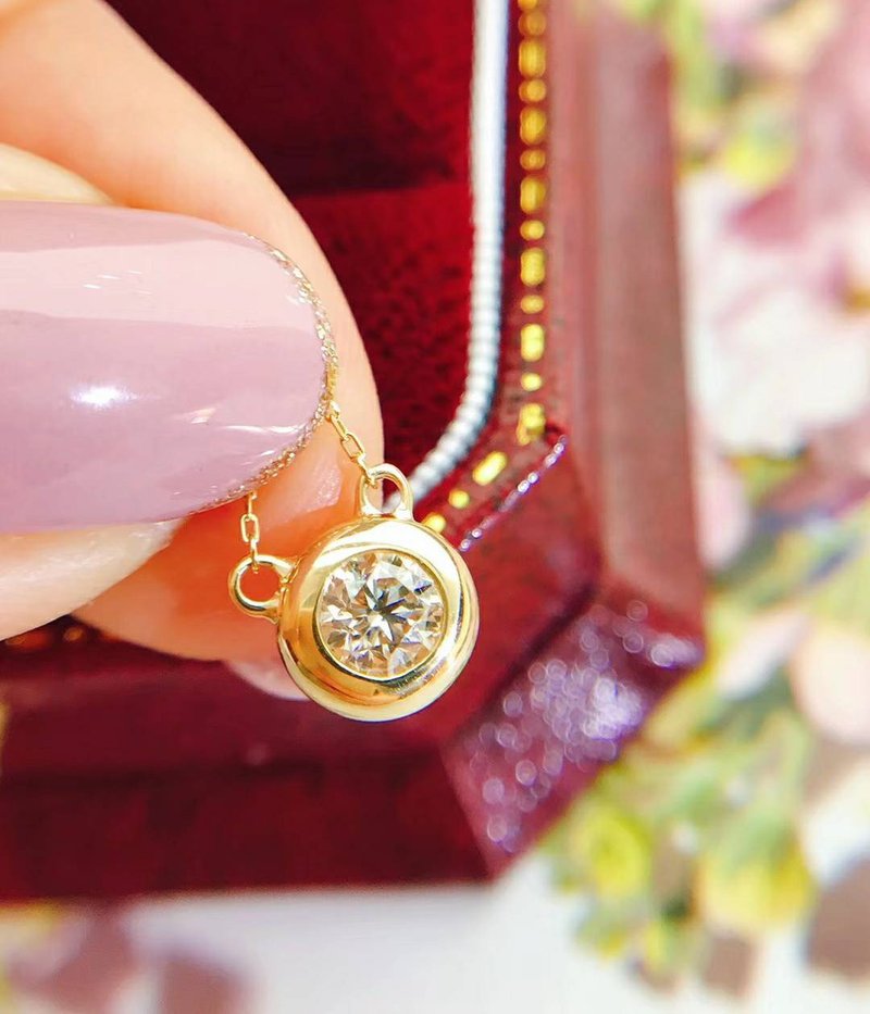 日本制 Tiffany同款-30分真钻泡泡项链 重金包镶 - 项链 - 贵金属 金色