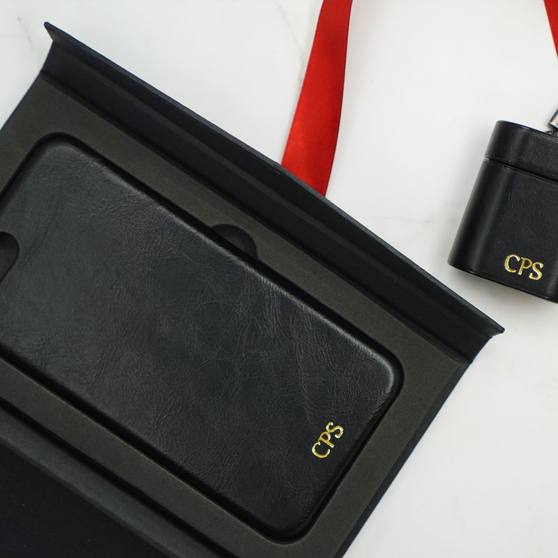 定制化 全黑色真皮 IPHONE 8 Plus/7 Plus手机壳 - 手机壳/手机套 - 真皮 黑色