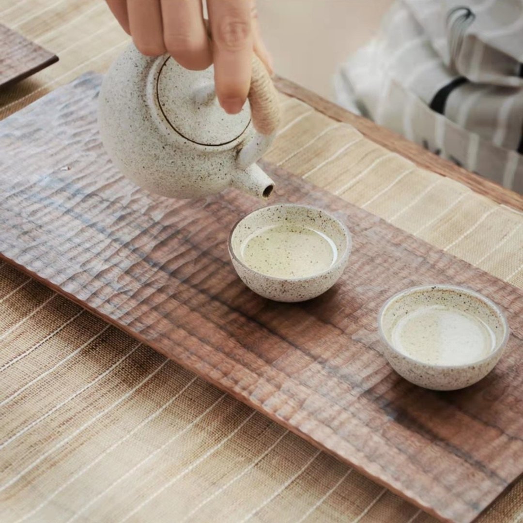 干泡盘 茶盘 点心盘 水波纹手工雕刻 黑胡桃木 - 其他 - 木头 