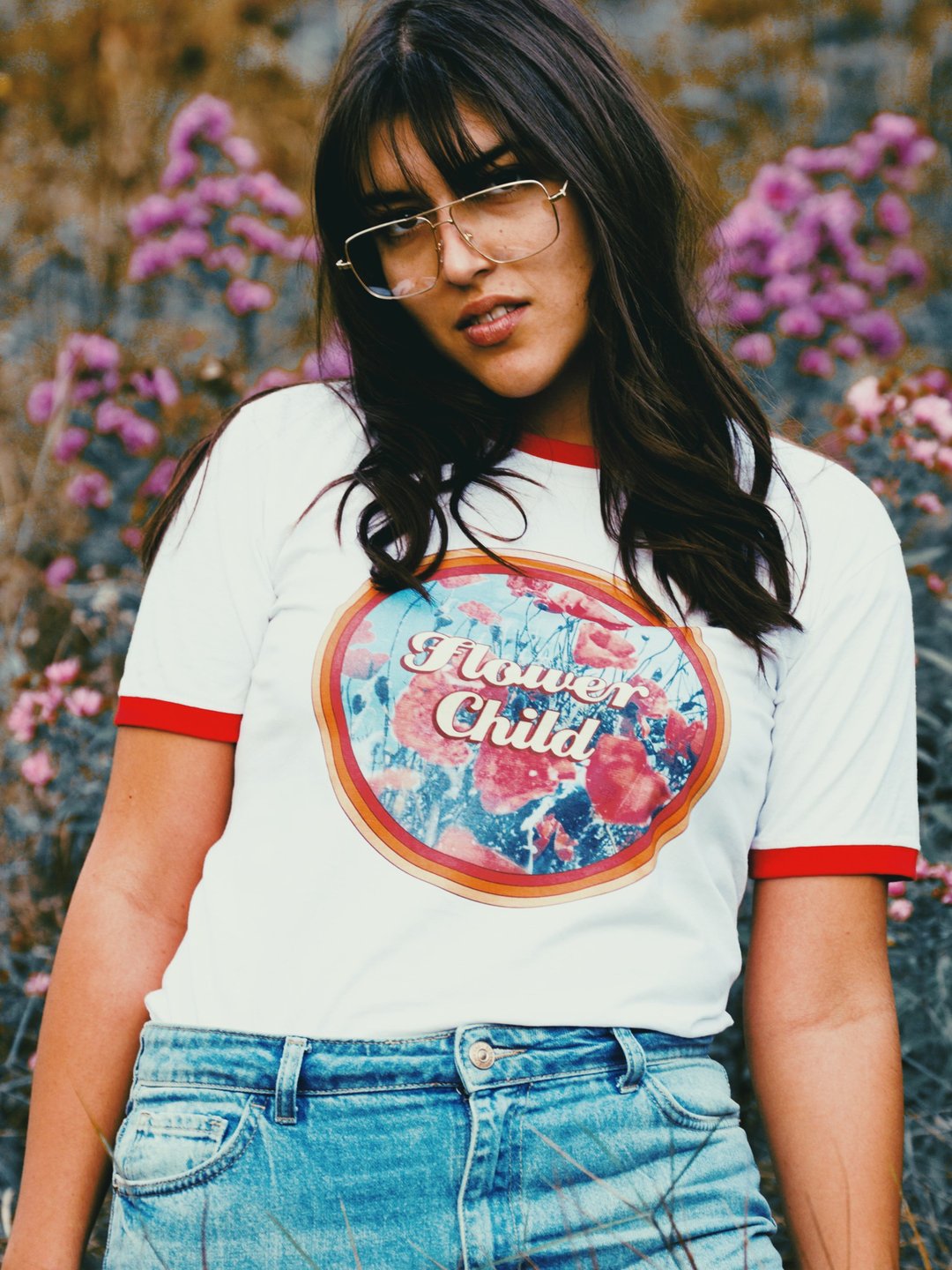flower child shirt | 70s clothing woman | womens graphic tshirts | vintage style - 女装 T 恤 - 棉 
