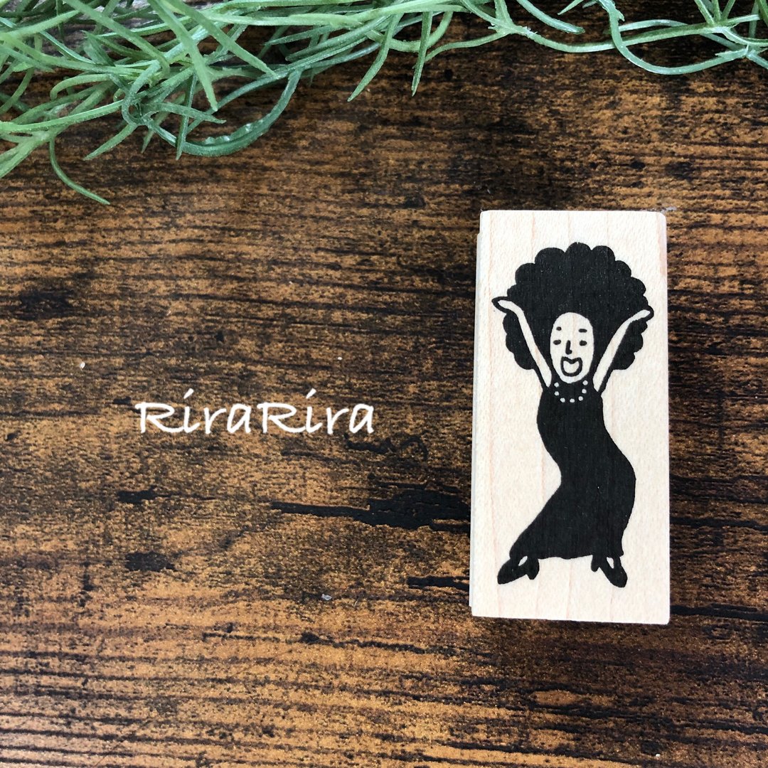 Funky Girl Rubber Stamp R038 - 印章/印台 - 木头 