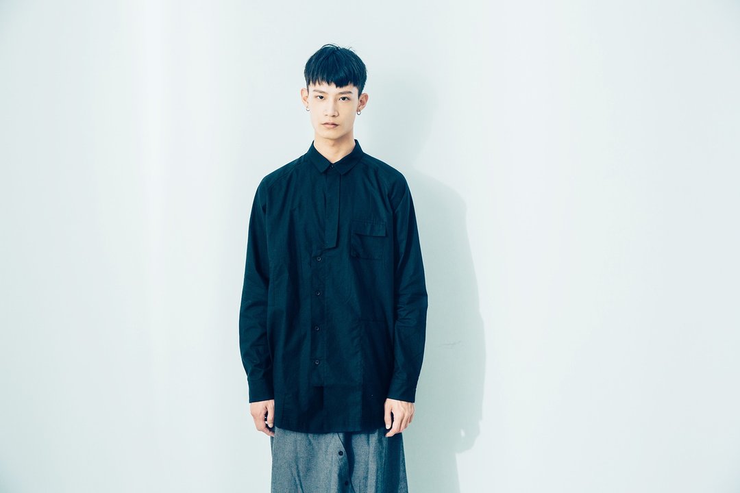 逐倒影长袖衬衫 黑色平织有机棉Organic Cotton - 男装衬衫 - 棉 黑色