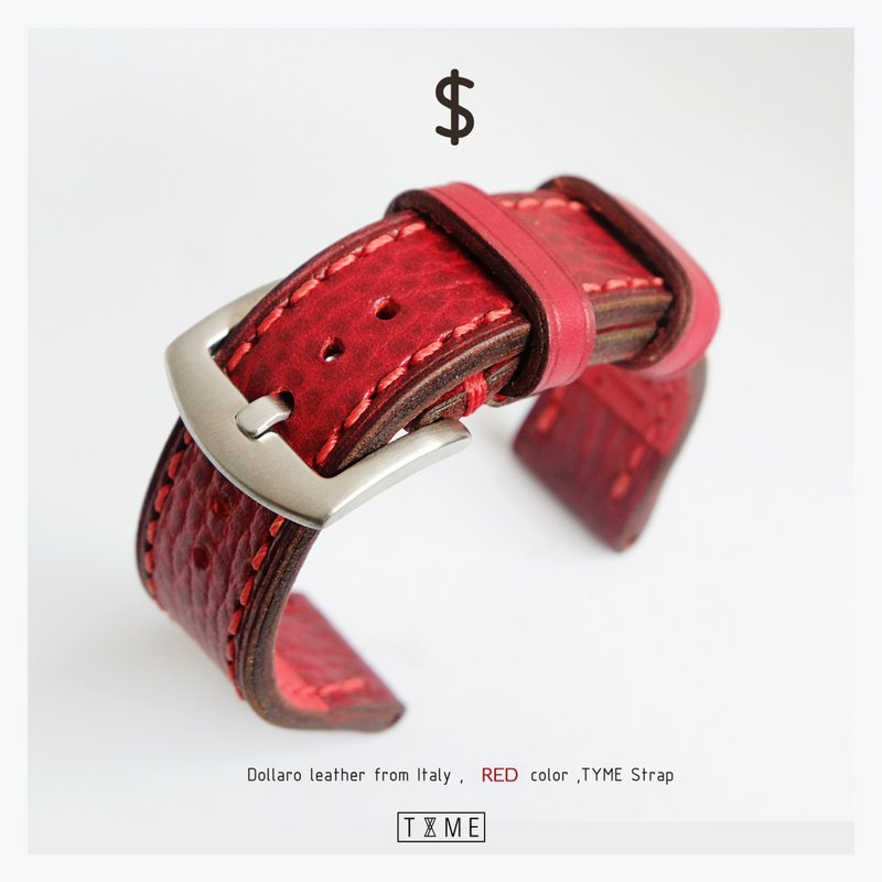 Genuine leather watch strap,Red color, Dollar model, vintage style, beautiful - 表带 - 真皮 红色