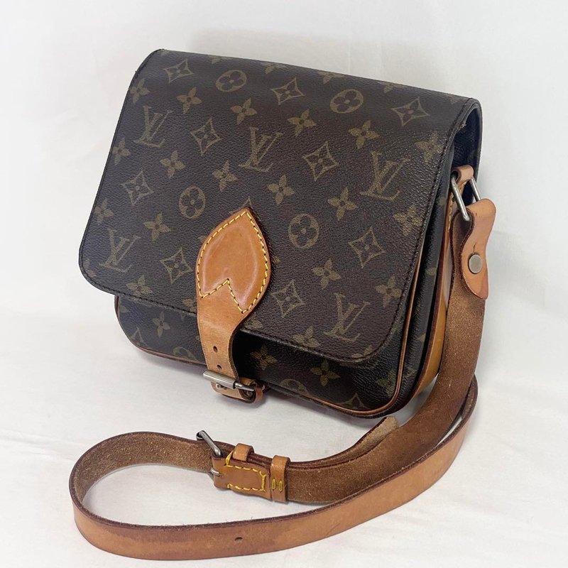 正品 Louis Vuitton 路易威登 Cartouchière MM Monogram 肩背包 M51253 二手 - 侧背包/斜挎包 - 真皮 咖啡色