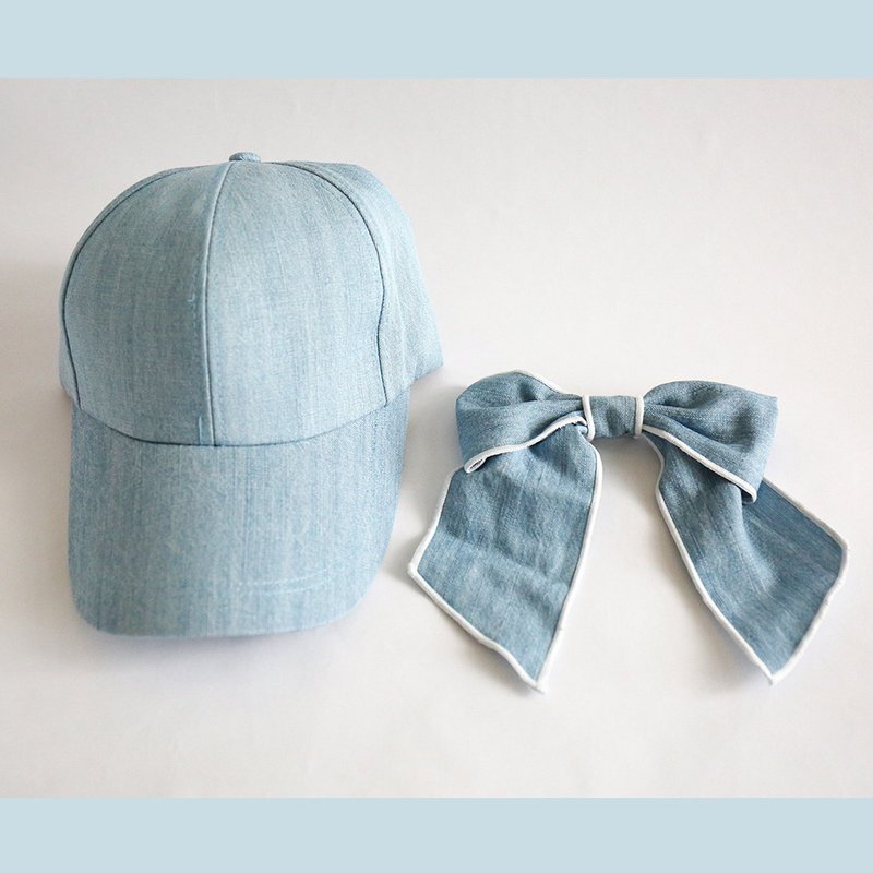 时尚蝴蝶结棒球帽长帽檐防晒天然纯棉 - 帽子 - 棉．麻 多色