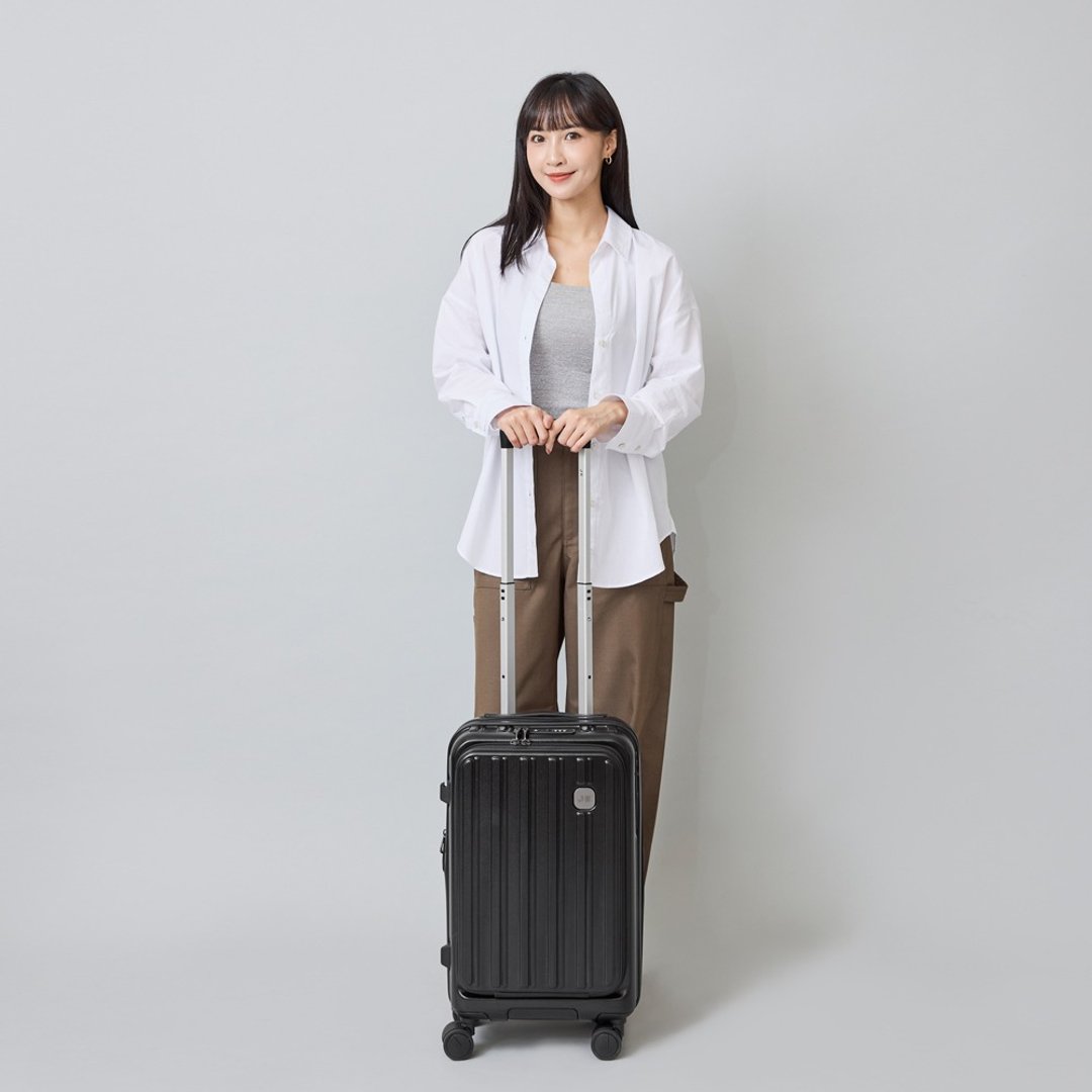 20 寸/前开式/PC 箱体/Hinomoto 静音轮煞车/旅行箱/行李箱 - 多色任选 - 后背包/双肩包 - 尼龙 黑色