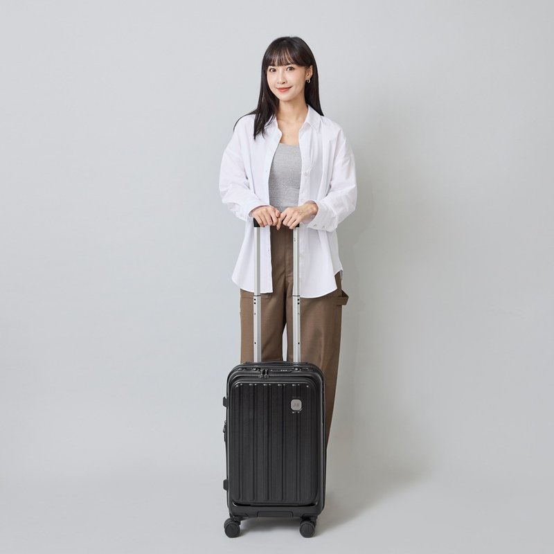 20寸/前开式/PC箱体/Hinomoto静音轮煞车/旅行箱/行李箱-多色任选 - 后背包/双肩包 - 尼龙 黑色