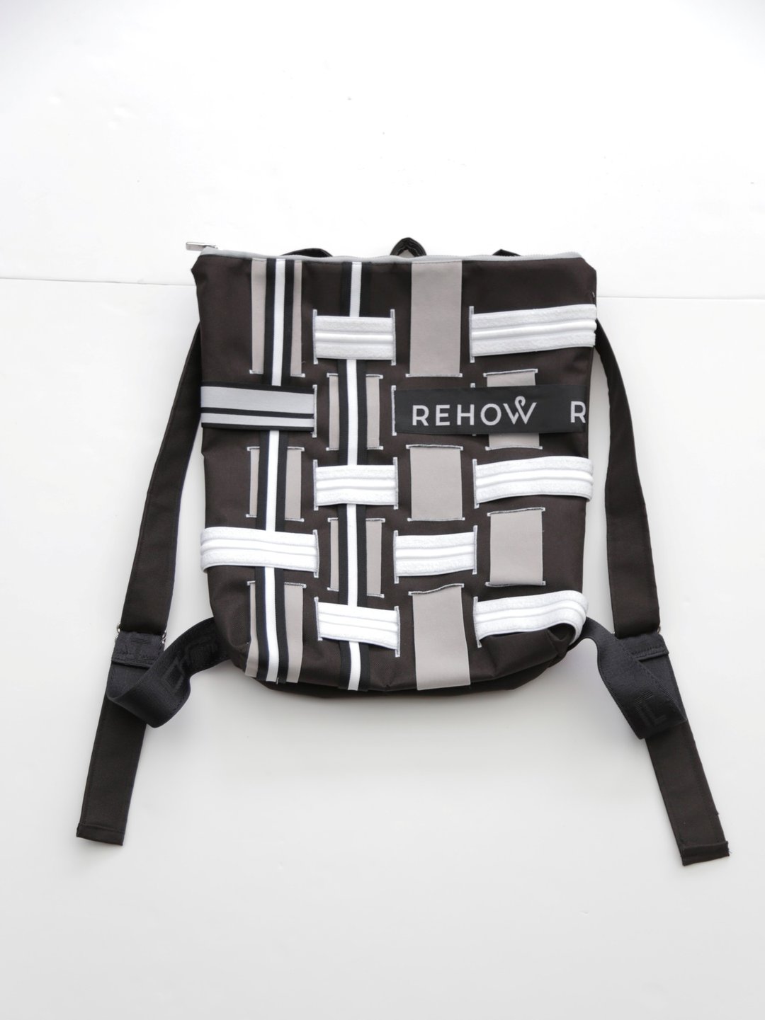 REHOW 设计师后背包_纯手工制造 限量商品(经典黑白) - 后背包/双肩包 - 棉 黑色