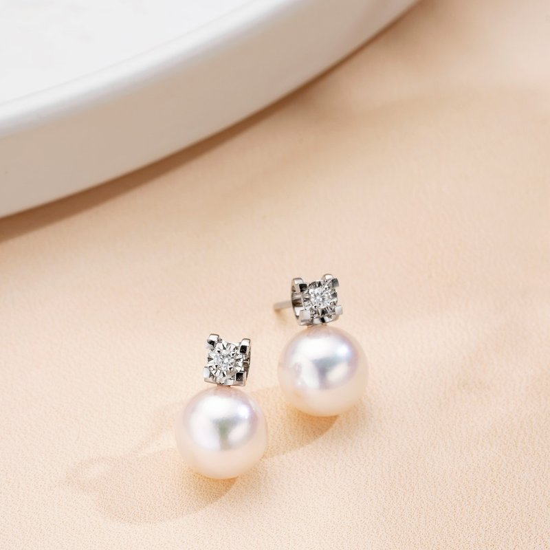 Akoya 皇妃贵族 18K金 钻石耳环 - 耳环/耳夹 - 珍珠 