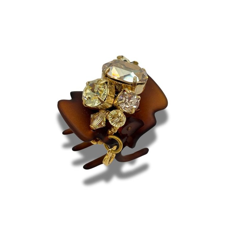 COMPLEX BIZ 榄尖形切割系列_琥珀褐甜心夹 - 发饰 - 树脂 咖啡色