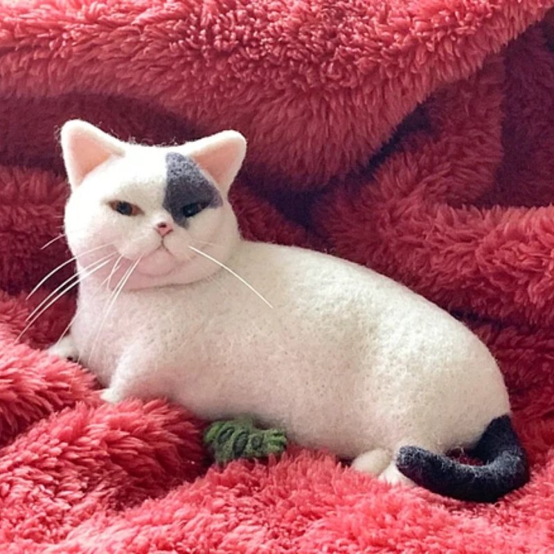客制化逼真猫 羊毛毡 宠物 娃娃 定制 手工 狗狗猫咪 毛小孩  256 - 玩具 - 羊毛 多色
