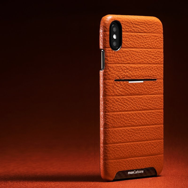 【iPhone Xs / Xs Max 系列】防弹纤维皮革口袋保护壳 棕色 - 手机壳/手机套 - 碳纤维 黑色