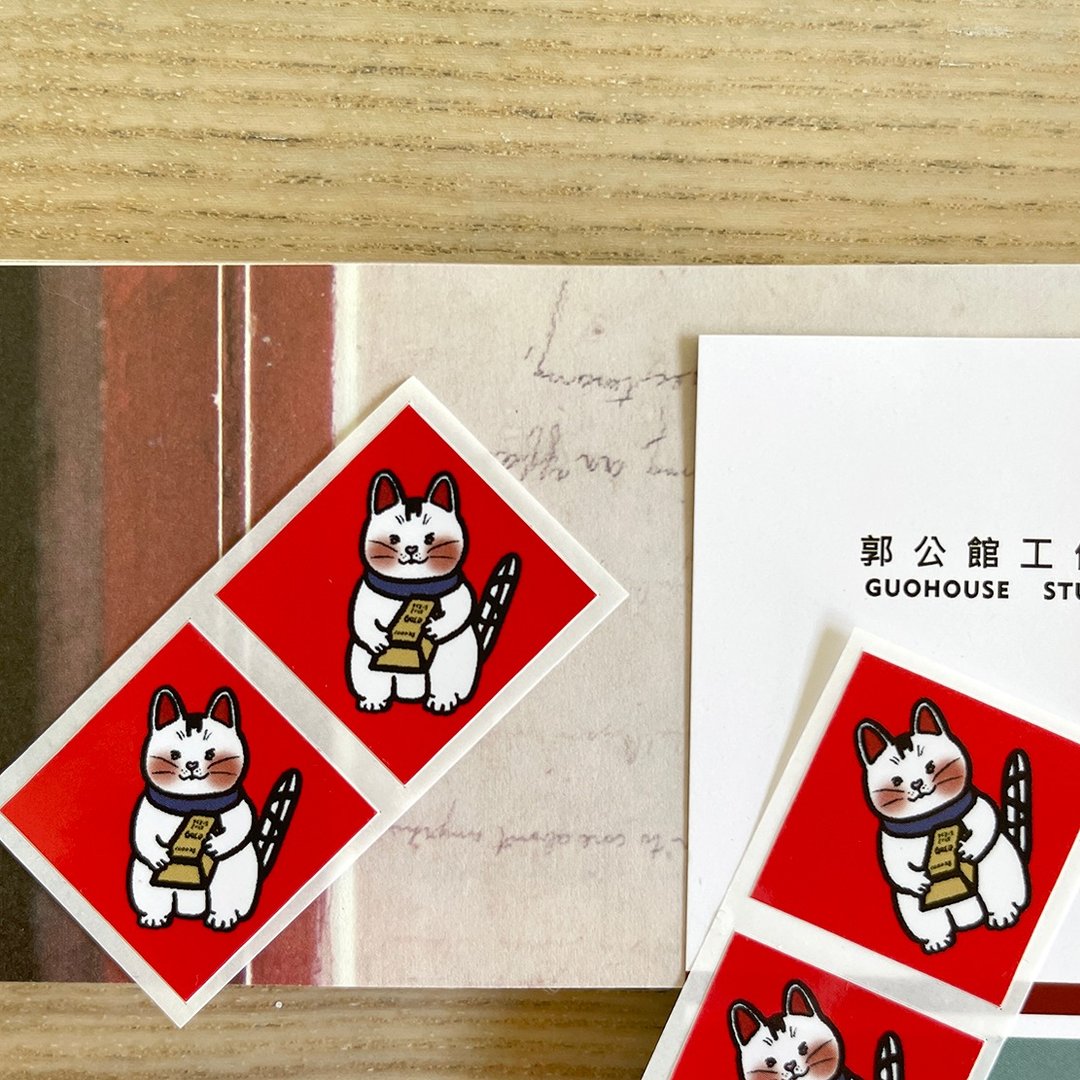 【快速出货】招财猫春联造型小贴纸 6入 - 贴纸 - 纸 红色