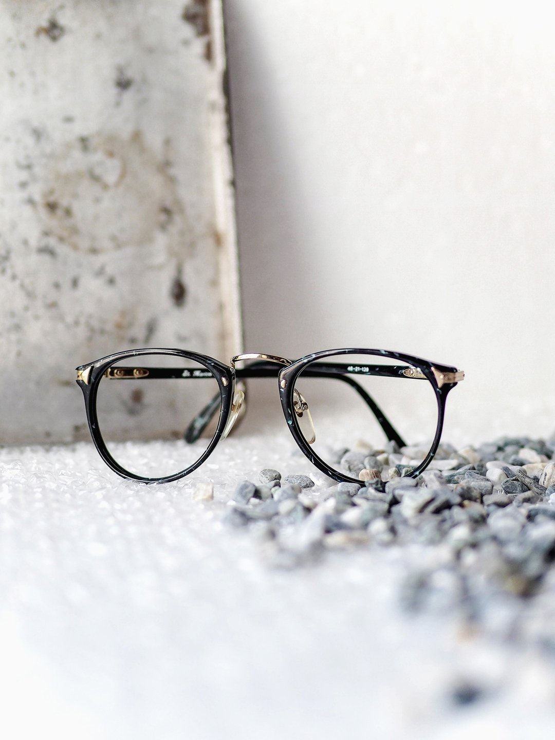 河水山 广岛翡冷翠大理石纹 镜缘雕花镜粗圆框眼镜 Japan/glasses - 眼镜/眼镜框 - 其他金属 黑色