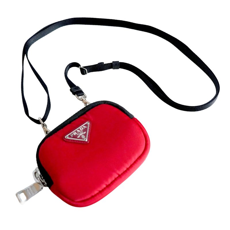 PRADA Pochette Croisée en Nylon Rouge avec Logo Triangle - 侧背包/斜挎包 - 尼龙 红色