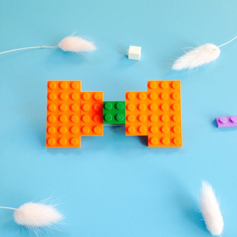 领结系列 - 积木 乐高 橙色 绿色 领结 蝴蝶结 发夹 头饰 手工限量款 - 领带/领带夹 - 其他材质 橘色