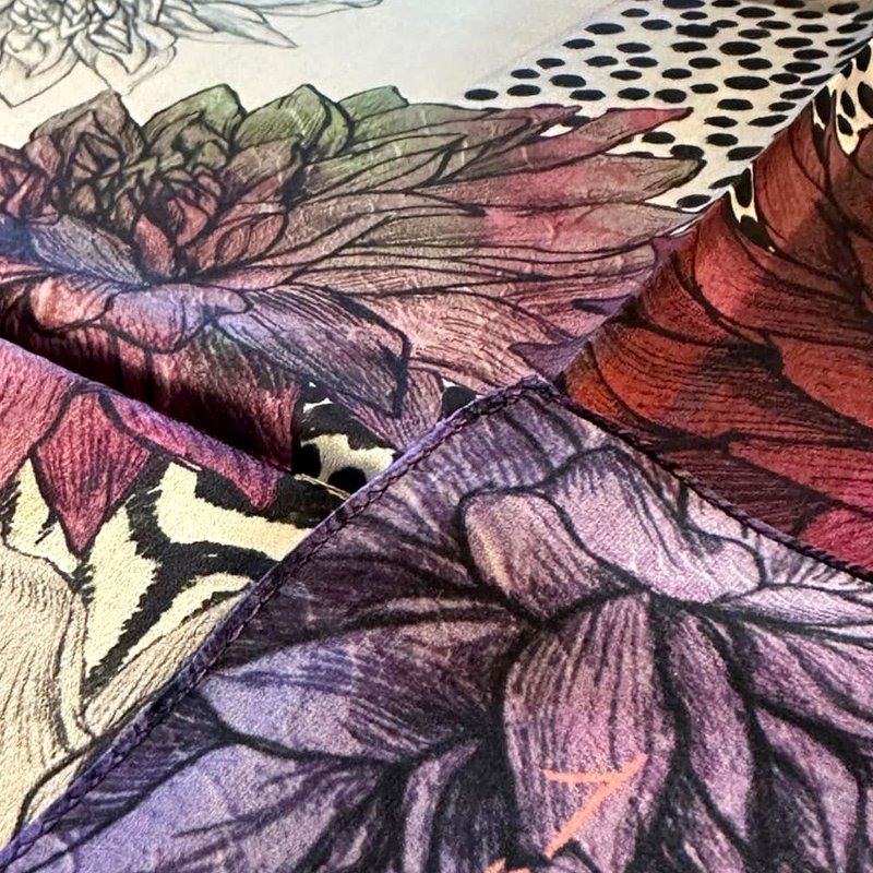 50厘米见方_丝巾_大丽花图案_红色_丝巾 ChristalART - 丝巾 - 其他材质 红色