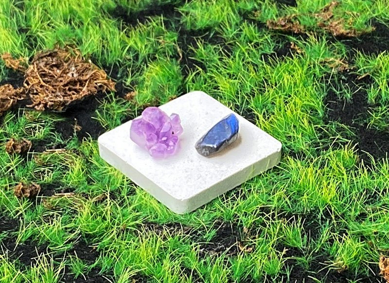 拉长石 紫晶骨干晶花 |招财开运  旺姻缘 旺事业 办公室 风水摆件 - 摆饰 - 水晶 多色
