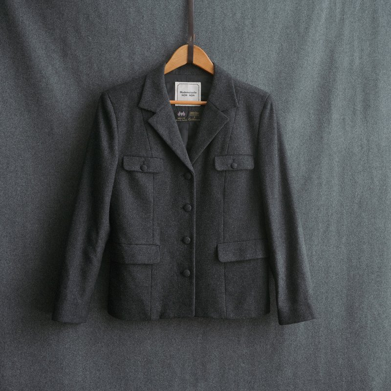 超高质感英国毛料西装外套 冬天穿搭 vintage母亲节 - 女装西装外套/风衣 - 羊毛 灰色