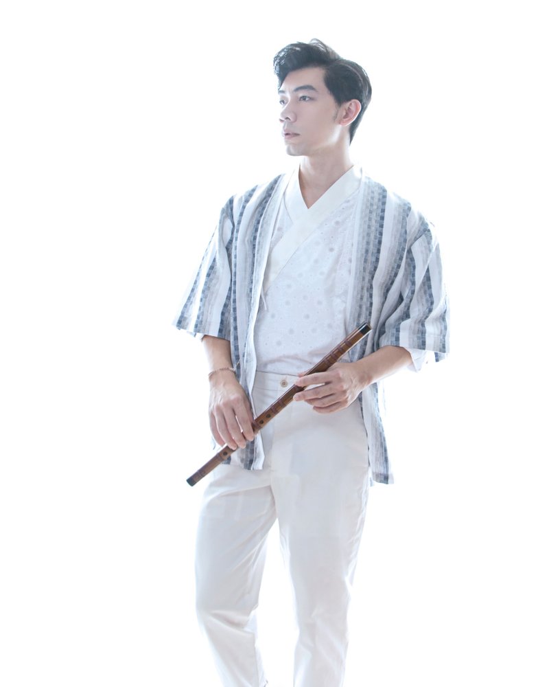 Oriental Hanfu Cardigan - 男装外套 - 棉．麻 蓝色