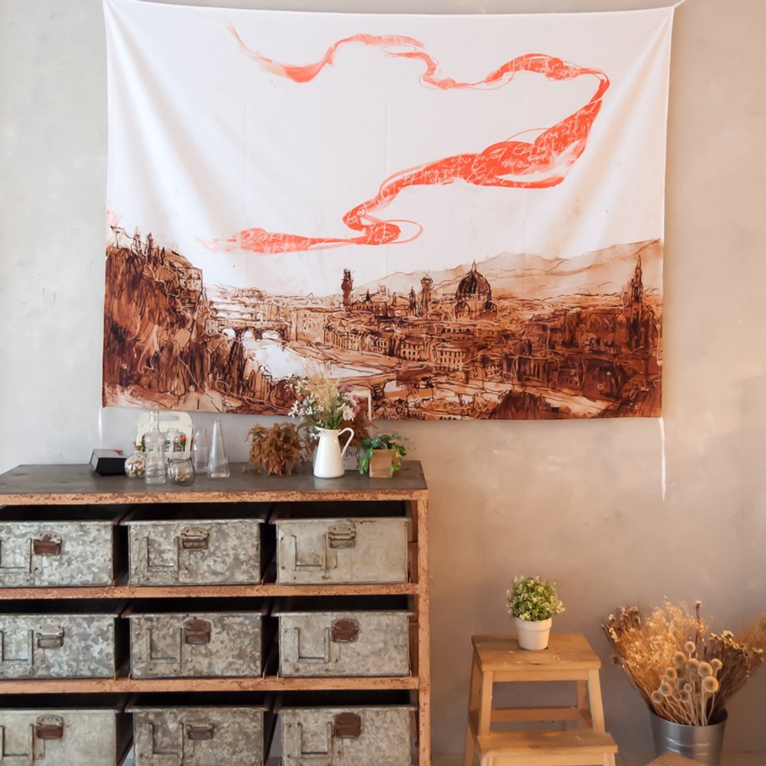 翡冷翠之歌-壁幔Wall Tapestry-家饰 居家布置 礼物 墙壁装饰 布 - 墙贴/壁贴 - 聚酯纤维 橘色