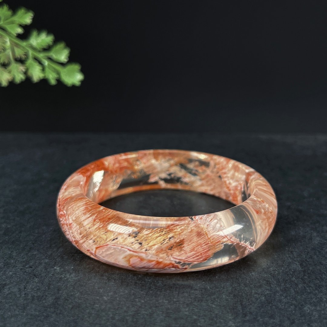 超稀有玻璃体雪花幽灵水晶手镯53MM 冰透星光水晶手环 晶莹 灵秀 - 手链/手环 - 水晶 