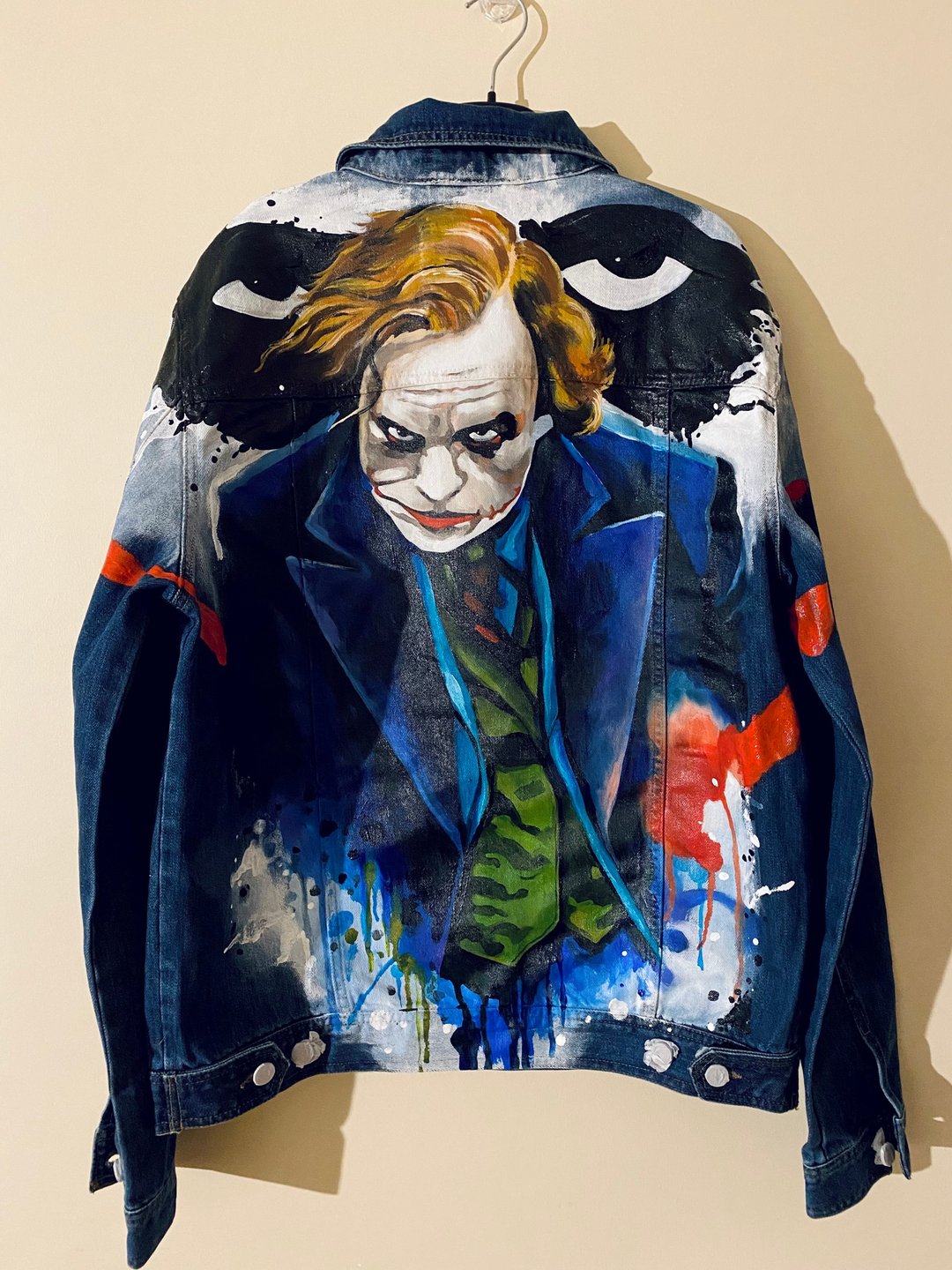 手绘丹宁夹克 定制 Joker DC Comics Harley Quin - 男装外套 - 棉．麻 多色