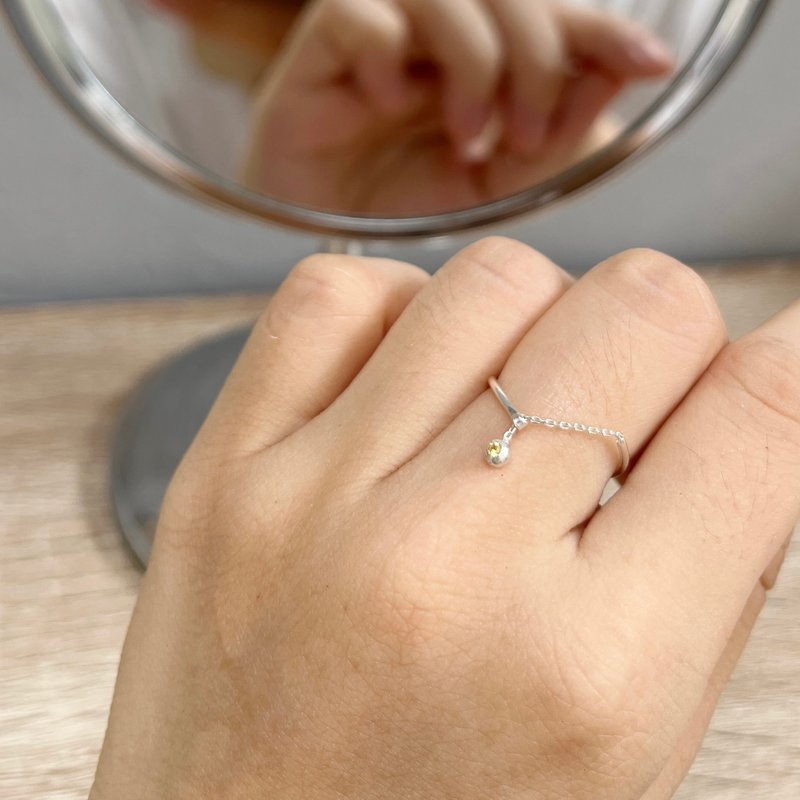 wuwu 垂坠宝石戒指 - 戒指 - 纯银 银色