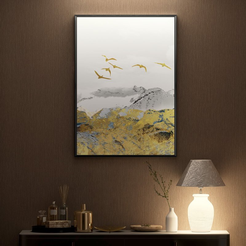 流金山色I - 轻奢流金山峰挂画/新年挂画/金色大气客厅挂画 - 海报/装饰画/版画 - 其他材质 多色