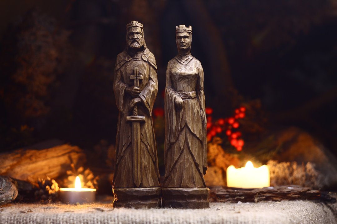 King statue Queen statue Home decor Chess figures - 玩偶/公仔 - 木头 